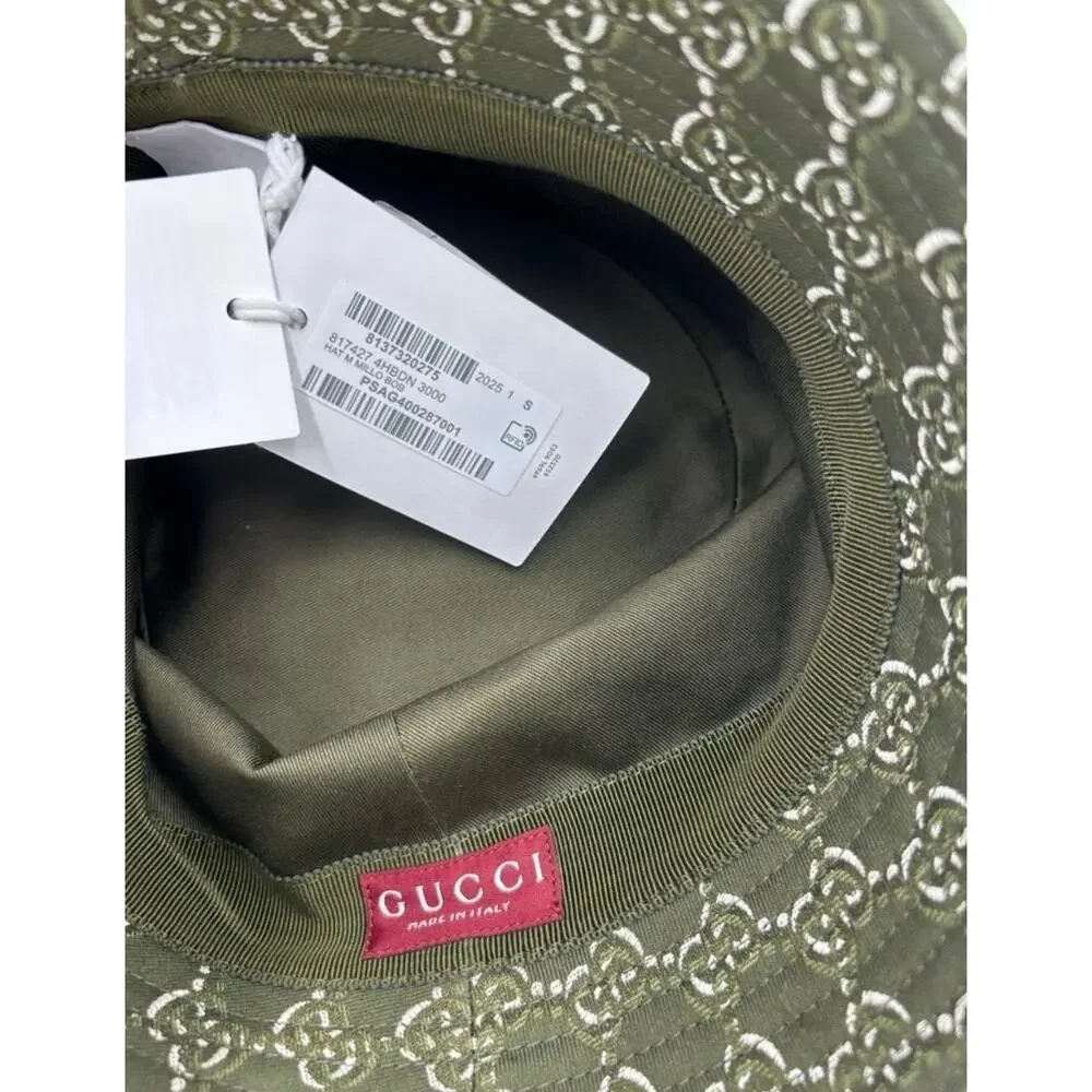 Men's Gucci, GG shadow jacquard cotton, bucket, hat, size small made in Italy